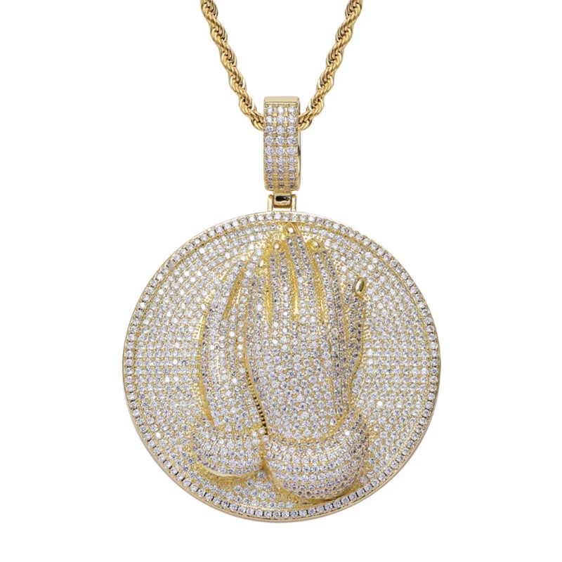 Men's Jewelry Rhinestone Necklace Full Cubic Zircon Round Pray Pendant Link Hip Hop Chain for Male
Men's Jewelry Rhinestone Necklace Full Cubic Zircon Round Pray Pendant Link Hip Hop Chain for Male