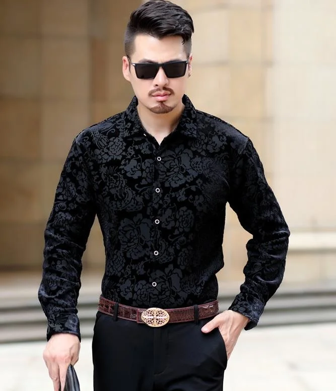 Business Mens Casual Shirt Floral Dragon Pattern Fashion Long Sleeve Shirt Winter Velvet Thick Warm Men Shirt M-XXXL
Business Mens Casual Shirt Floral Dragon Pattern Fashion Long Sleeve Shirt Winter Velvet Thick Warm Men Shirt M-XXXL