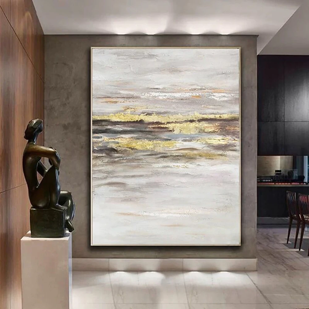 Hand Painted Abstract Lake View Oil Painting, Abstract Landscape Blue Wall Art with Gold Foil Painting for Living Room Decor
Hand Painted Abstract Lake View Oil Painting, Abstract Landscape Blue Wall Art with Gold Foil Painting for Living Room Decor