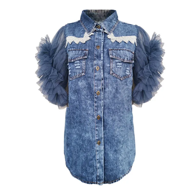 Women's Denim Jacket Lace Patchwork Slim Lace Mesh Sleeve Denim Jacket Lady Vintage Coat Plus Size Women Outerwear
Women's Denim Jacket Lace Patchwork Slim Lace Mesh Sleeve Denim Jacket Lady Vintage Coat Plus Size Women Outerwear