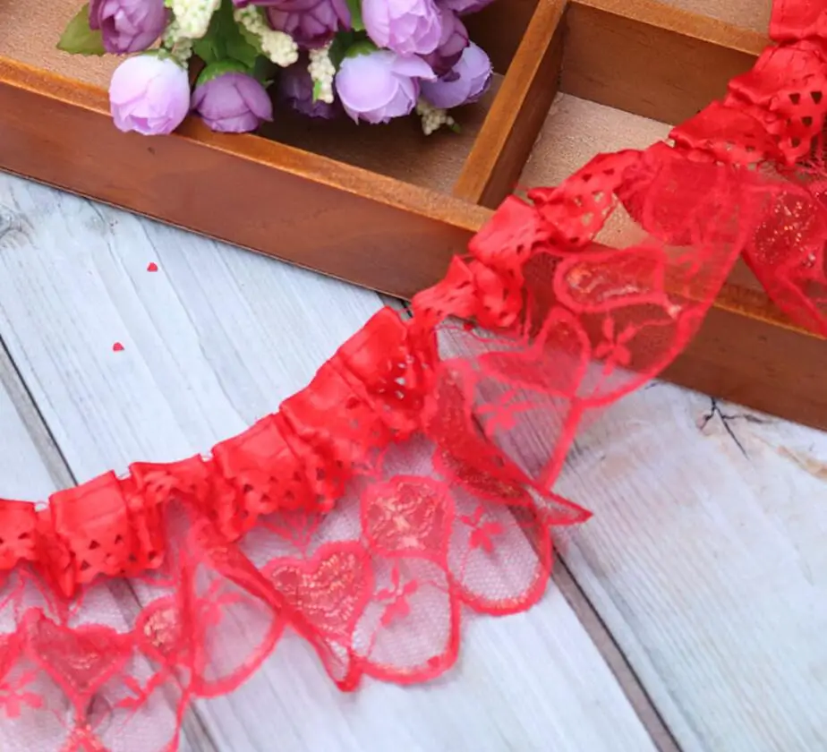 40Yards 7cm Gauze Ruffle Pink Purple Red Heart Shape Trim Pleated Fringe Lace Ribbon Sewing DIY for Doll Material
40Yards 7cm Gauze Ruffle Pink Purple Red Heart Shape Trim Pleated Fringe Lace Ribbon Sewing DIY for Doll Material