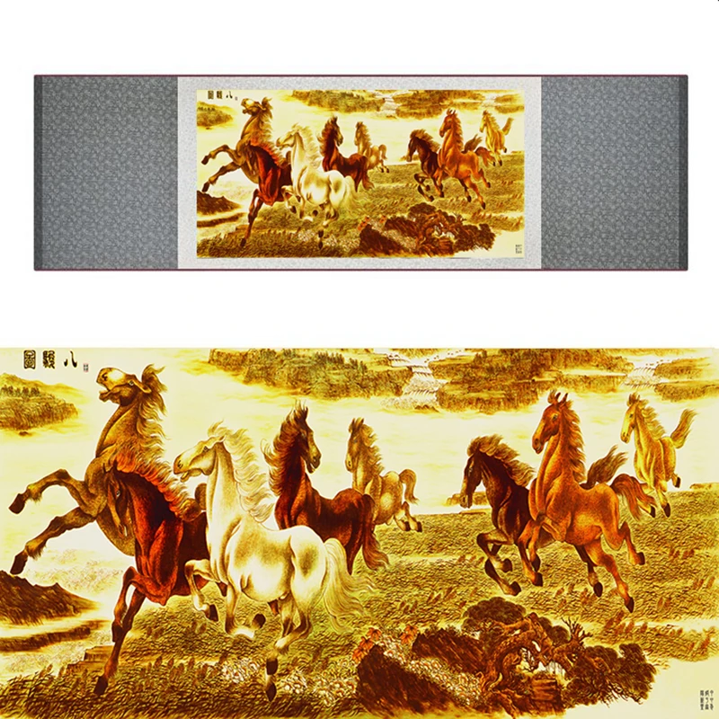 top quality Chinese Horse silk painting Horse art painting Silk scroll art painting eight horse painting19062708
top quality Chinese Horse silk painting Horse art painting Silk scroll art painting eight horse painting19062708