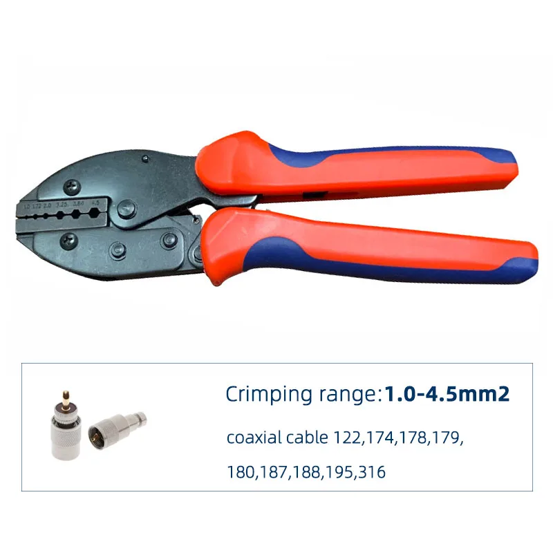 1-4.5MM Coax Crimping tool Crimper For Coaxial Cable RG122,174,178 Rachet Hand Crimping Pliers
1-4.5MM Coax Crimping tool Crimper For Coaxial Cable RG122,174,178 Rachet Hand Crimping Pliers