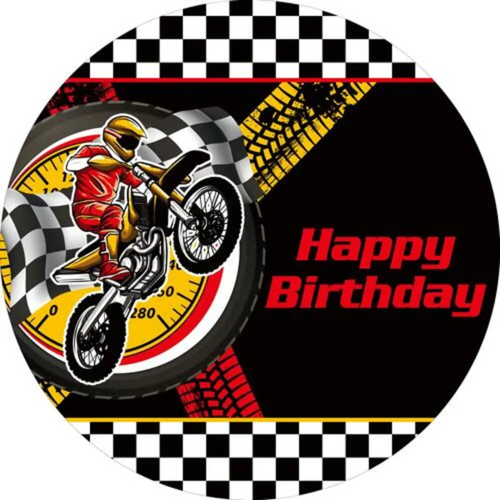 Motorcycle Race Theme Round Background Happy Birthday Car Boy Party Decor Backdrop Baby Shower Event Grid Tablecloth
Motorcycle Race Theme Round Background Happy Birthday Car Boy Party Decor Backdrop Baby Shower Event Grid Tablecloth