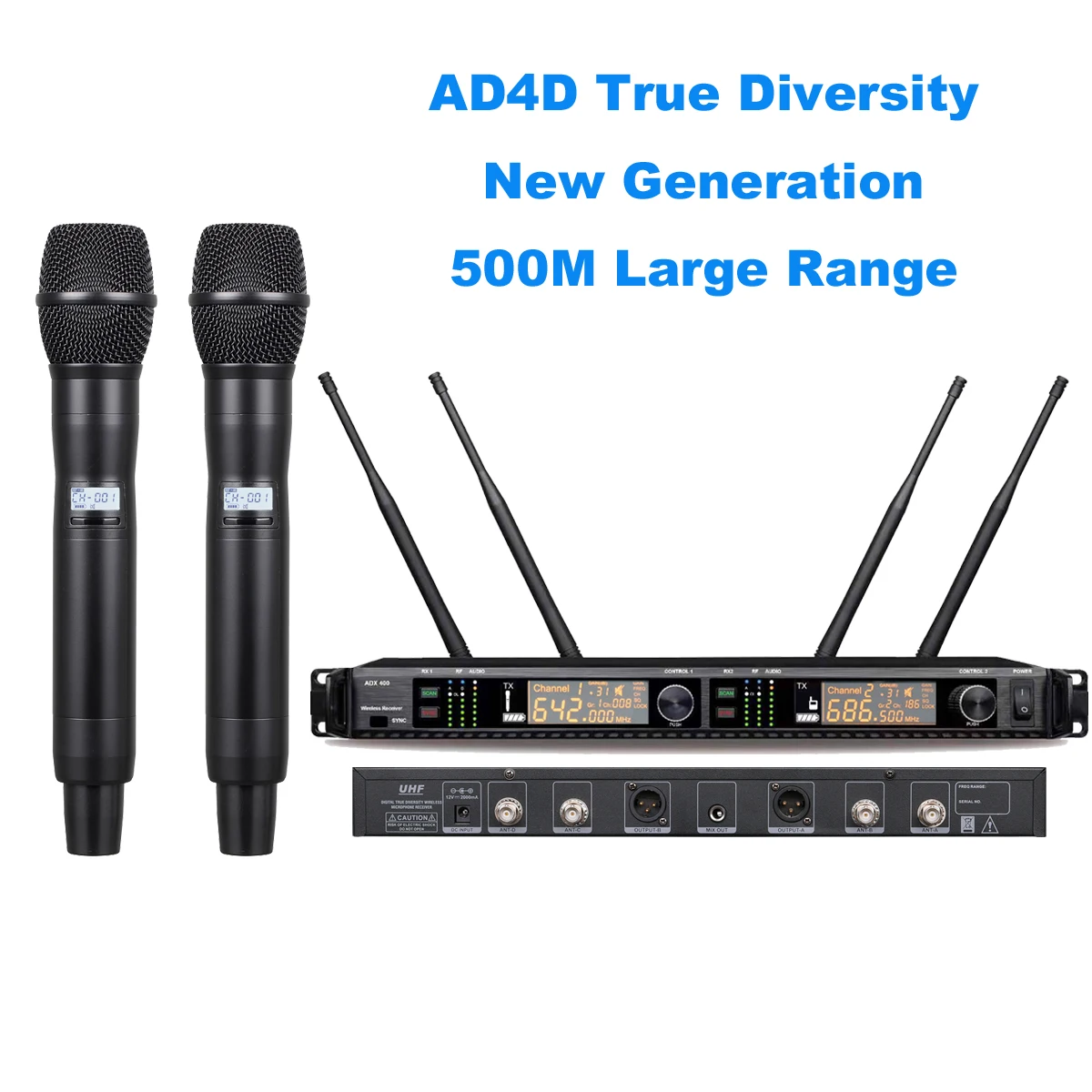 New Generation UHF 400 Channel AD4D Wireless DJ Karaoke Microphone Digital System ADX2 4 Antenna True Diversity Handheld Mic
New Generation UHF 400 Channel AD4D Wireless DJ Karaoke Microphone Digital System ADX2 4 Antenna True Diversity Handheld Mic