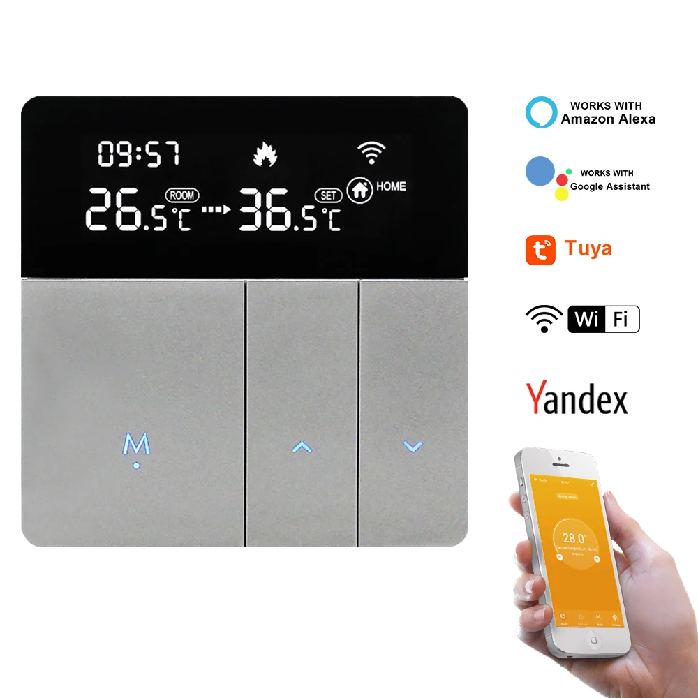 WiFi Smart Thermostat Water/Electric floor Heating Gas Boiler Temperature Remote Controller Works with Yandex Yuya
WiFi Smart Thermostat Water/Electric floor Heating Gas Boiler Temperature Remote Controller Works with Yandex Yuya