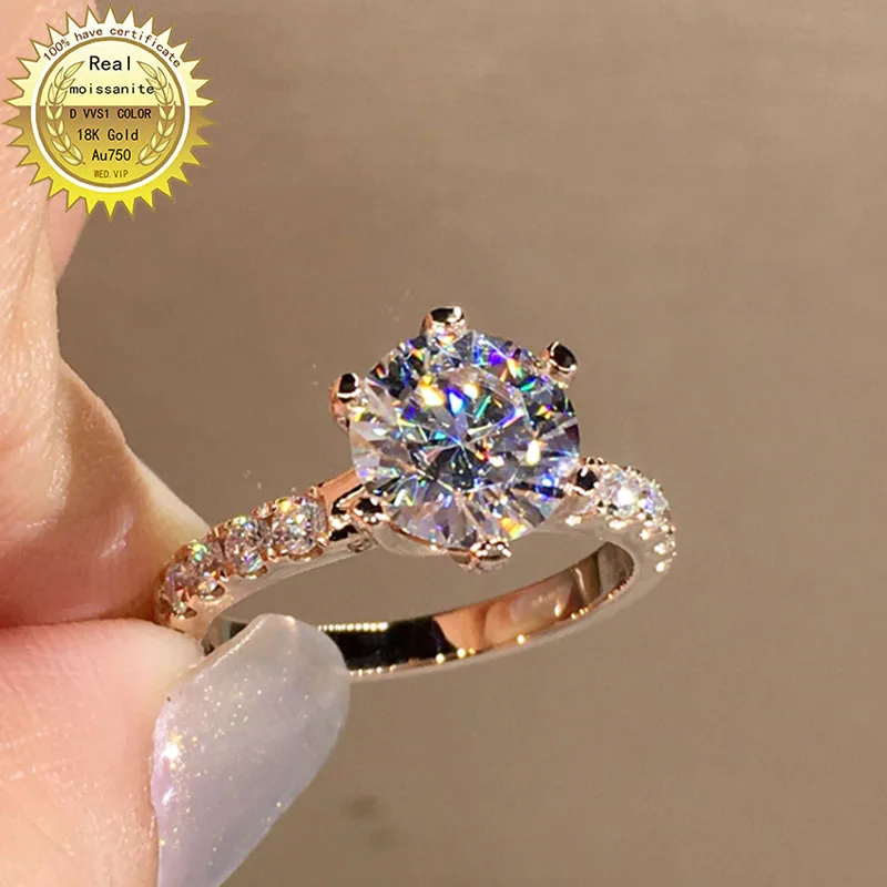 Solid 18K Gold 1ct Moissanite Diamond Ring D color VVS With national certificate 041
Solid 18K Gold 1ct Moissanite Diamond Ring D color VVS With national certificate 041