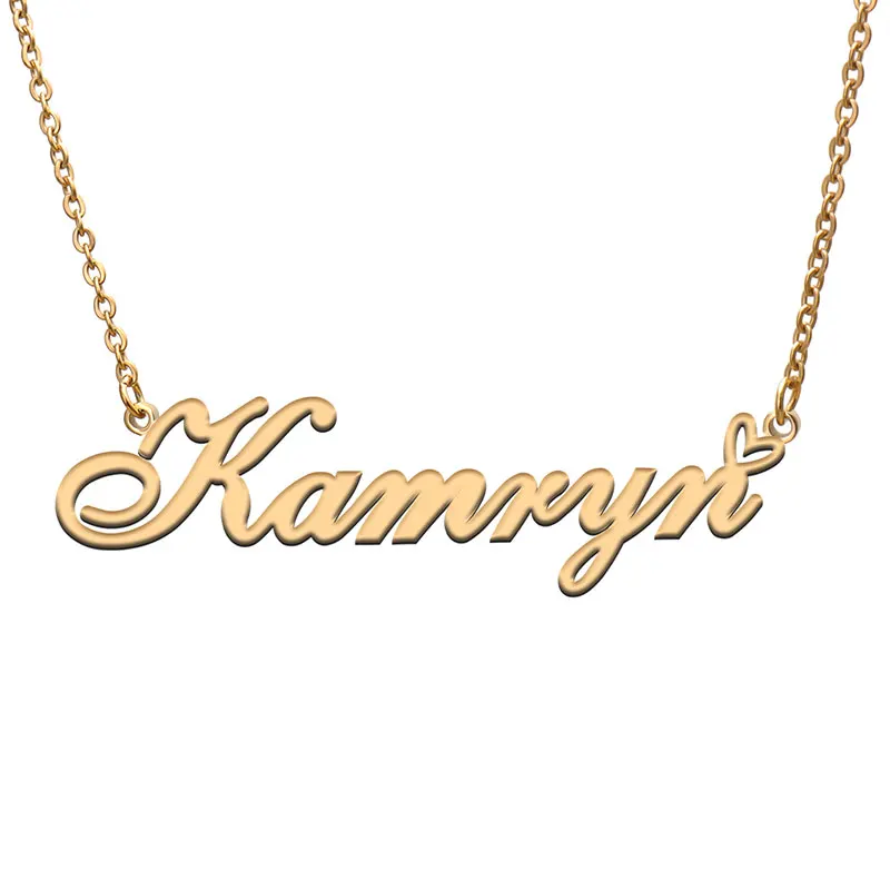 Kamryn женское колье с сердечком из нержавеющей стали золотого цвета Кулон-табличка с именем Femme подарок для мамы и дочки
Kamryn женское колье с сердечком из нержавеющей стали золотого цвета Кулон-табличка с именем Femme подарок для мамы и дочки