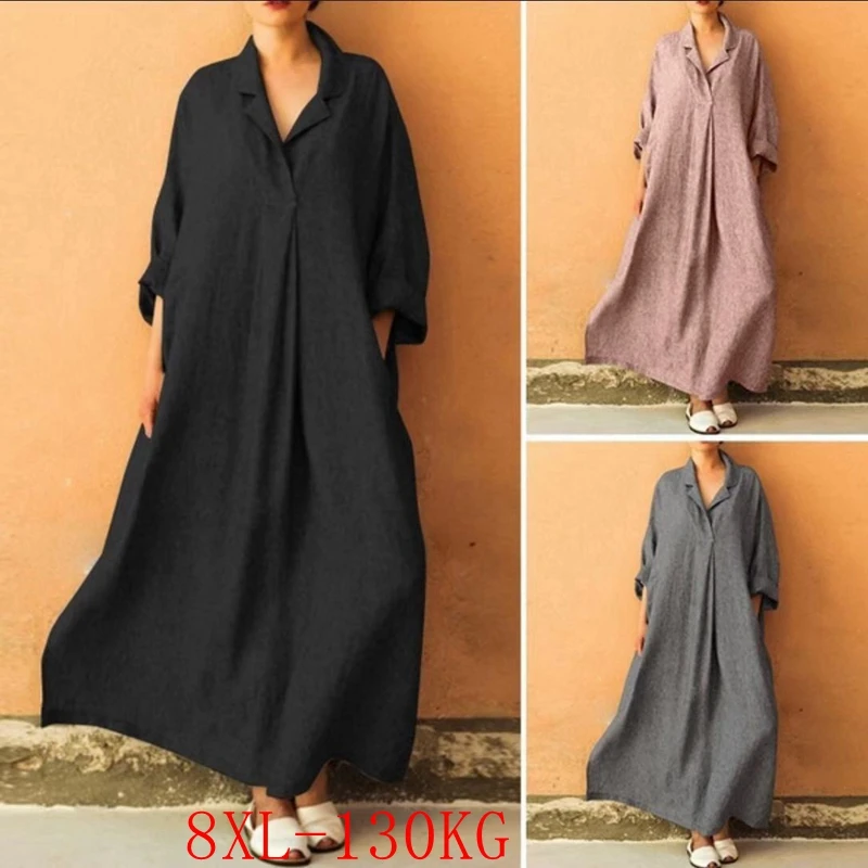 Summer new ladies Large Size casual dress Fashion long sleeve loose Bohemian solid color dress.
Summer new ladies Large Size casual dress Fashion long sleeve loose Bohemian solid color dress.