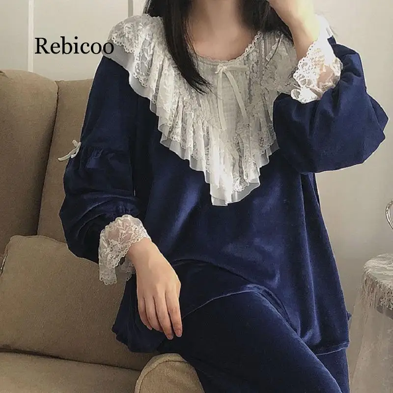 High Quality Thick Flannel Solid Women's Pajamas Sets Autumn Winter Vintage Sweet Female Pyjamas Long Sleeve Sleepwear
High Quality Thick Flannel Solid Women's Pajamas Sets Autumn Winter Vintage Sweet Female Pyjamas Long Sleeve Sleepwear