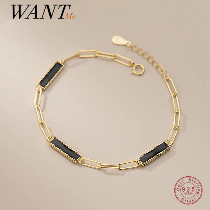 Женский и мужской браслет WANTME, серебро 925 пробы, панк, французский, готический, Черный квадрат, эмалированная цепочка, Шарм-браслет, классические украшения в стиле рок
Женский и мужской браслет WANTME, серебро 925 пробы, панк, французский, готический, Черный квадрат, эмалированная цепочка, Шарм-браслет, классические украшения в стиле рок