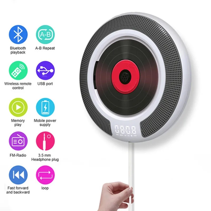 Wall mount bluetooth full format CD player wireless led speaker FM radio portable desktop stereo audio MP3 USB learning machine
Wall mount bluetooth full format CD player wireless led speaker FM radio portable desktop stereo audio MP3 USB learning machine