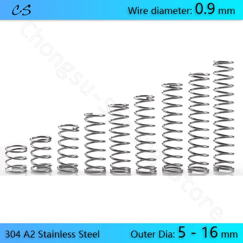 10Pcs 0.9mm Compression Spring 304 A2 Stainless Springs Wire Dia 0.9mm Outer Dia 5 6 7 8 9 10 11 12 13 14 15 16mm Length 10-50mm
10Pcs 0.9mm Compression Spring 304 A2 Stainless Springs Wire Dia 0.9mm Outer Dia 5 6 7 8 9 10 11 12 13 14 15 16mm Length 10-50mm