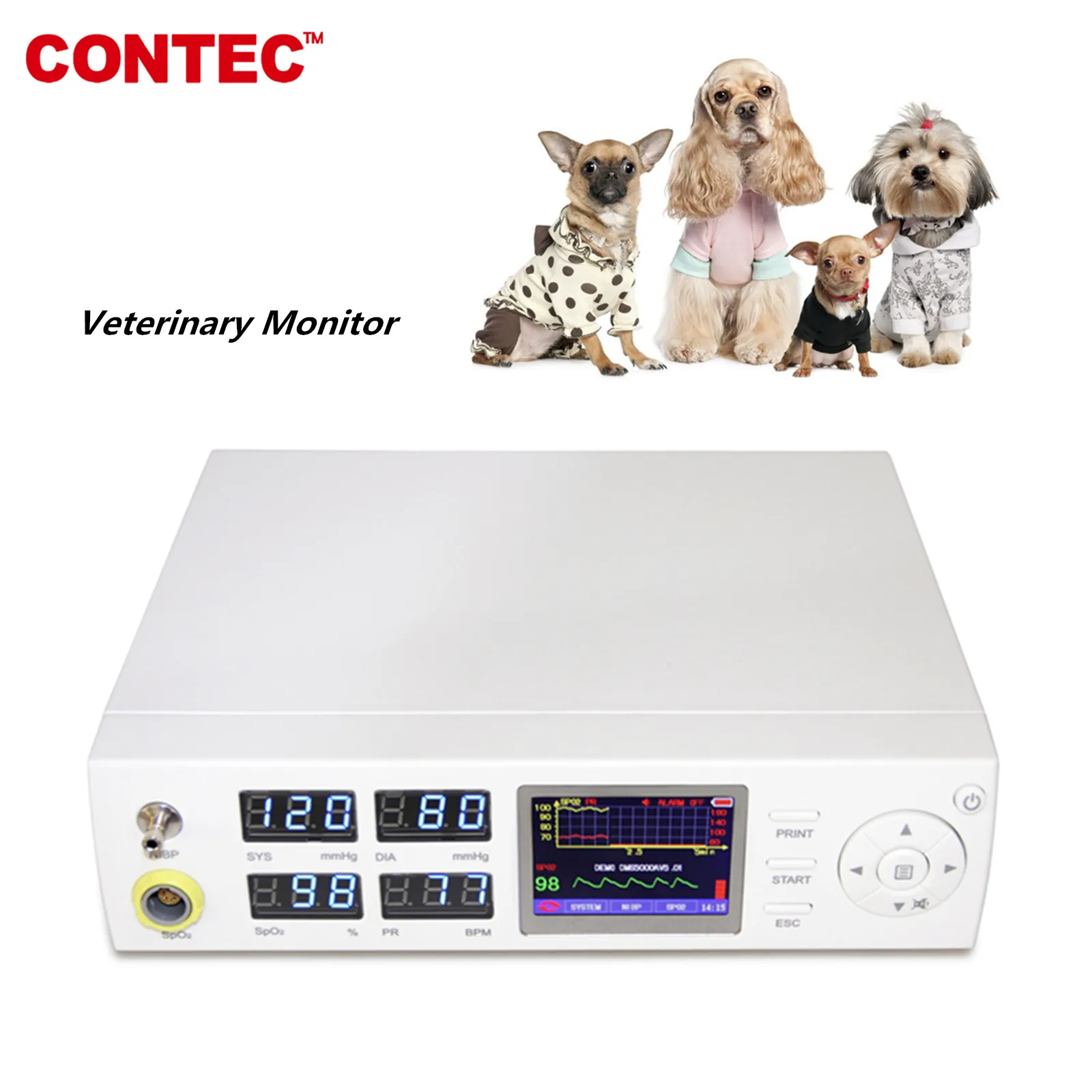 Veterinary patient Monitor CONTEC CMS5000VET SpO2 NIBP PR animal tongue clip SpO2 probe pet
Veterinary patient Monitor CONTEC CMS5000VET SpO2 NIBP PR animal tongue clip SpO2 probe pet
