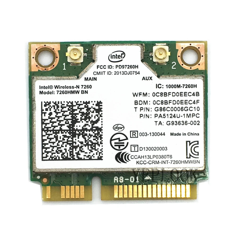 Wifi Card Wireless-N 7260 7260BN 7260HMW BN 300Mbps Bluetooth 4.0 Half Mini PCIe Single Band 2.4Ghz 802.11n 2x2 Network Card
Wifi Card Wireless-N 7260 7260BN 7260HMW BN 300Mbps Bluetooth 4.0 Half Mini PCIe Single Band 2.4Ghz 802.11n 2x2 Network Card