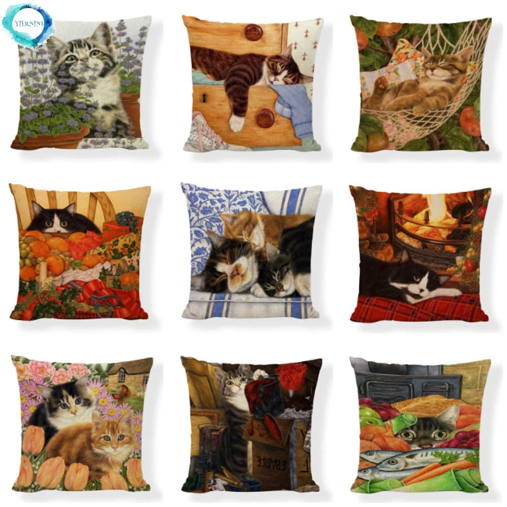 Oil Painting Style Animal Cat Cotton Linen Throw Pillow Cover Living Room Sofa Bedroom Car Home Decoration Cushion Cover
Oil Painting Style Animal Cat Cotton Linen Throw Pillow Cover Living Room Sofa Bedroom Car Home Decoration Cushion Cover