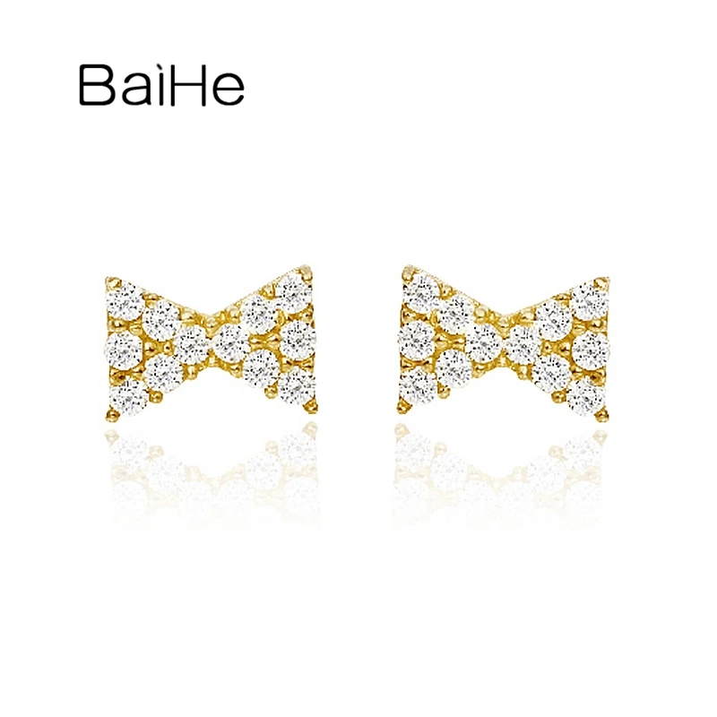 BAIHE Solid 18K White/Yellow/Rose Gold 0.12ct Natural Diamond Bowknot Stud Earrings Women Men Trendy Fine Jewelry Making أقراط
BAIHE Solid 18K White/Yellow/Rose Gold 0.12ct Natural Diamond Bowknot Stud Earrings Women Men Trendy Fine Jewelry Making أقراط