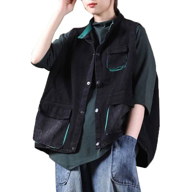 Denim Vest Female Fashion Multi-Pocket Coat Spring Autumn Sleeveless Wild Tops Short Jacket Women Denim Jeans Jacket Waistcoat
Denim Vest Female Fashion Multi-Pocket Coat Spring Autumn Sleeveless Wild Tops Short Jacket Women Denim Jeans Jacket Waistcoat