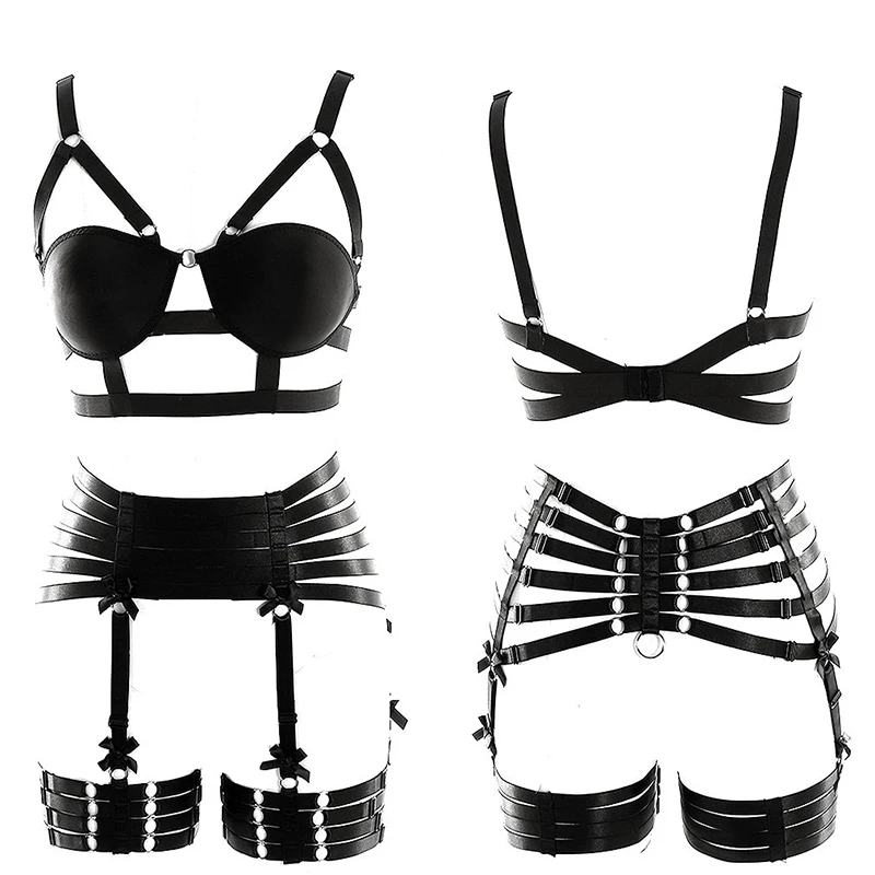 Women Black Strappy Hollow Sexy Lingerie Body Harness Full For Women Harness Body Belts Bondage Garter Set
Women Black Strappy Hollow Sexy Lingerie Body Harness Full For Women Harness Body Belts Bondage Garter Set