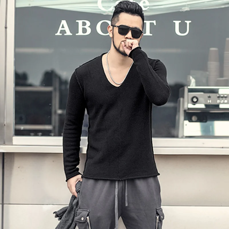 New Spring Men V-Neck Sweaters High Street Long Sleeve Pullovers Knitting Tops Solid Color Casual Black Sweaters Male M-XL
New Spring Men V-Neck Sweaters High Street Long Sleeve Pullovers Knitting Tops Solid Color Casual Black Sweaters Male M-XL