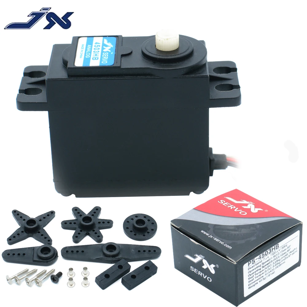 JX PS-4503HB 4,8-6,0 в 45 г 3,9 КГ пластиковая Шестерня Аналоговый сервопривод JR вилка для радиоуправляемых моделей самолетов вертолетов аксессуары Запчасти
JX PS-4503HB 4,8-6,0 в 45 г 3,9 КГ пластиковая Шестерня Аналоговый сервопривод JR вилка для радиоуправляемых моделей самолетов вертолетов аксессуары Запчасти
