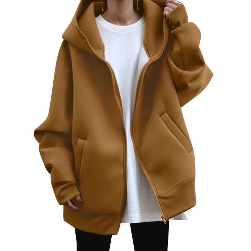 Casual Hoodie Women Solid Full Sleeve Loose Hooded Jacket Women 2022 Spring Autumn Khaki Gray Thickn Warm Coats Female LD2475
Casual Hoodie Women Solid Full Sleeve Loose Hooded Jacket Women 2022 Spring Autumn Khaki Gray Thickn Warm Coats Female LD2475