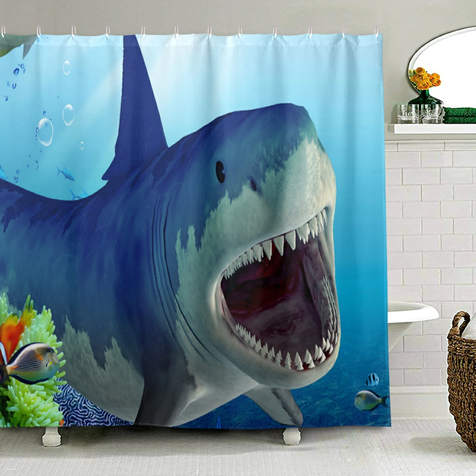 Ocean 3D Shark Print Shower Curtain Polyester Fabric Waterproof Mildew Proof High Quality Bath Curtain Bathroom Curtain Decor
Ocean 3D Shark Print Shower Curtain Polyester Fabric Waterproof Mildew Proof High Quality Bath Curtain Bathroom Curtain Decor