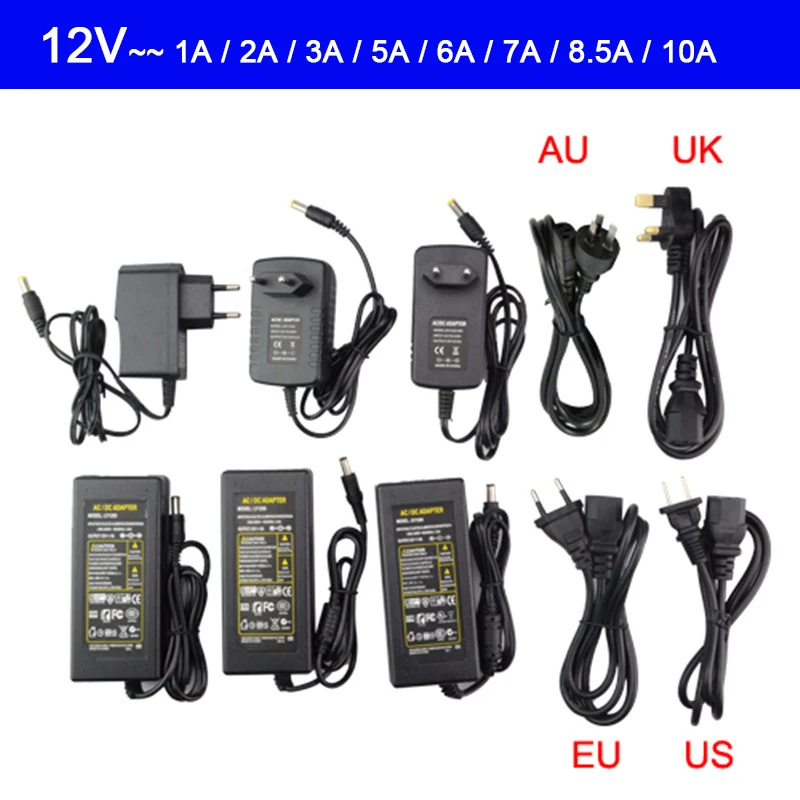AC100-240V DC 5V 12V 24V Блок питания 1A 2A 3A 4A 5V 6A 8A 10A Адаптер драйвера светодиодного трансформатора для 5050 3528 5630 Светодиодная лента
AC100-240V DC 5V 12V 24V Блок питания 1A 2A 3A 4A 5V 6A 8A 10A Адаптер драйвера светодиодного трансформатора для 5050 3528 5630 Светодиодная лента
