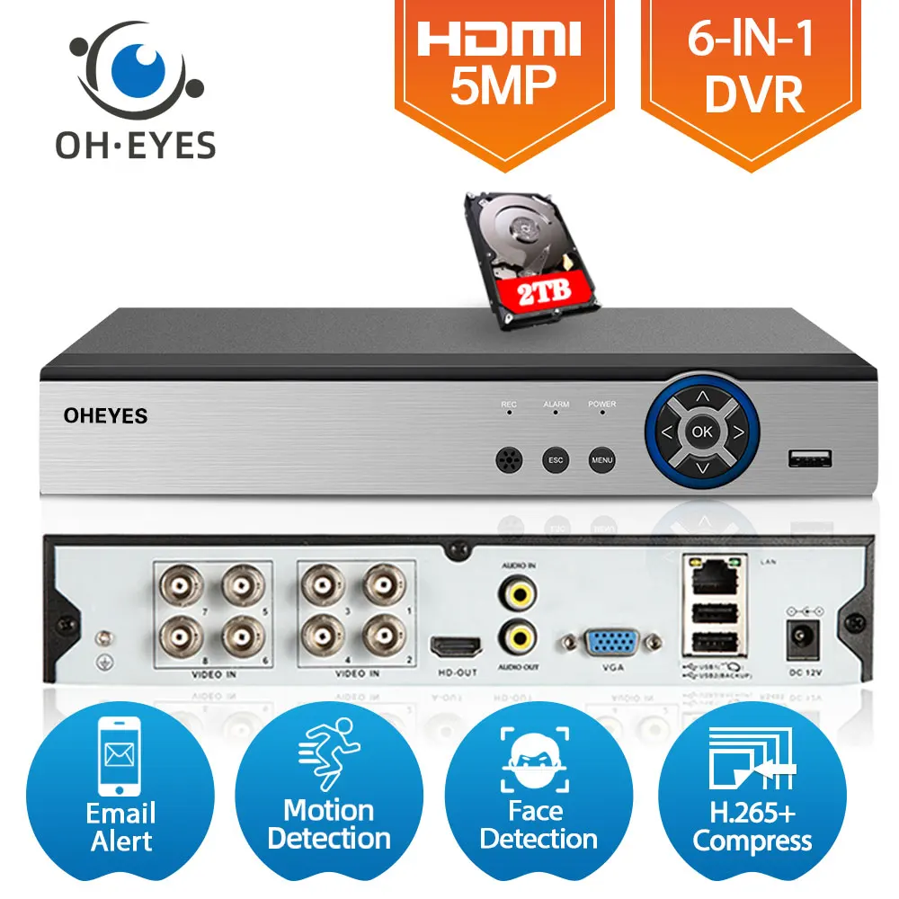 6 In 1 8CH 5MP AHD DVR Hybrid Video Face Detection Support 5MP AHD Camera 4MP IP Camera CCTV Digital Surveillance Video Recorder
6 In 1 8CH 5MP AHD DVR Hybrid Video Face Detection Support 5MP AHD Camera 4MP IP Camera CCTV Digital Surveillance Video Recorder