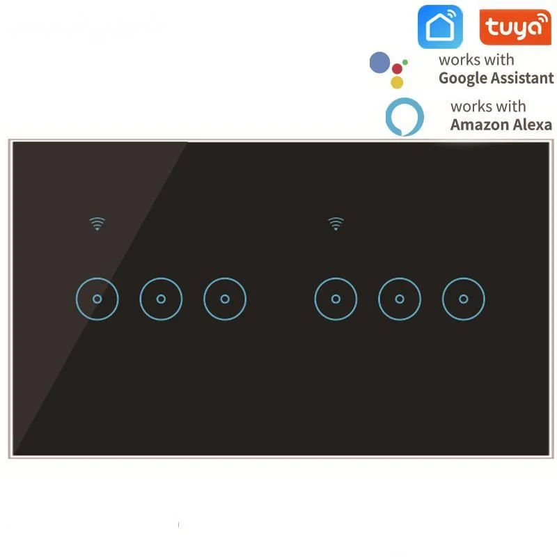 Умный выключатель Tuya, 6 клавиш, Wi-Fi, 90-240 В, сенсорная стеклянная панель, голосовое управление, настенный выключатель, работает с Alexa Google Home
Умный выключатель Tuya, 6 клавиш, Wi-Fi, 90-240 В, сенсорная стеклянная панель, голосовое управление, настенный выключатель, работает с Alexa Google Home