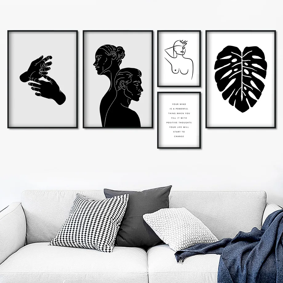 Black White Hand Figure Silhouette Leaves Wall Art Canvas Painting Nordic Posters And Prints Wall Pictures For Living Room Decor
Black White Hand Figure Silhouette Leaves Wall Art Canvas Painting Nordic Posters And Prints Wall Pictures For Living Room Decor