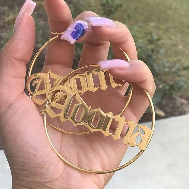 AurolaCo 30-100MM Custom Name Hoop Earrings Stainless Steel Customize Name Earrings Big Hoop Name Earrings For Women Gifts
AurolaCo 30-100MM Custom Name Hoop Earrings Stainless Steel Customize Name Earrings Big Hoop Name Earrings For Women Gifts