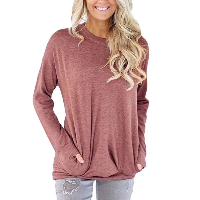 2024 Fashion Women Summer Pocket long Sleeve Shirt Ladies Round Neck Loose Casual Solid Tee Shirts Top
2024 Fashion Women Summer Pocket long Sleeve Shirt Ladies Round Neck Loose Casual Solid Tee Shirts Top
