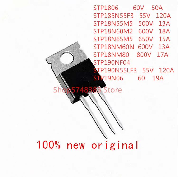 10PCS/LOT STP1806 STP185N55F3 STP18N55M5 STP18N60M2 STP18N65M5 STP18NM60N STP18NM80 STP190NF04 STP190N55LF3 STP19N06 TO-220
10PCS/LOT STP1806 STP185N55F3 STP18N55M5 STP18N60M2 STP18N65M5 STP18NM60N STP18NM80 STP190NF04 STP190N55LF3 STP19N06 TO-220