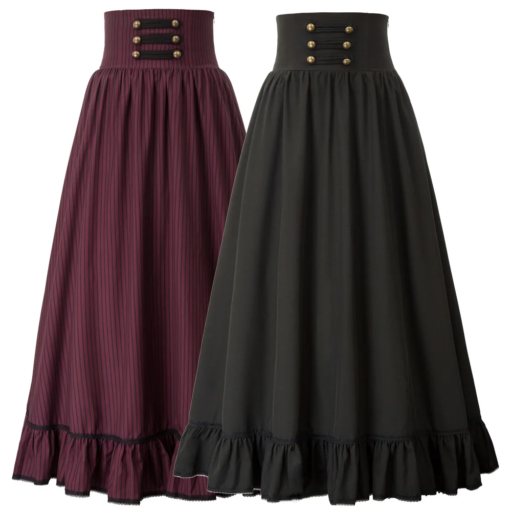 Women Gothic Skirts Long Maxi Skirt High Waist Ruffled Hem A-Line Skirts Elastic Waist Vintage Skater Club Party Casual Fashion
Women Gothic Skirts Long Maxi Skirt High Waist Ruffled Hem A-Line Skirts Elastic Waist Vintage Skater Club Party Casual Fashion
