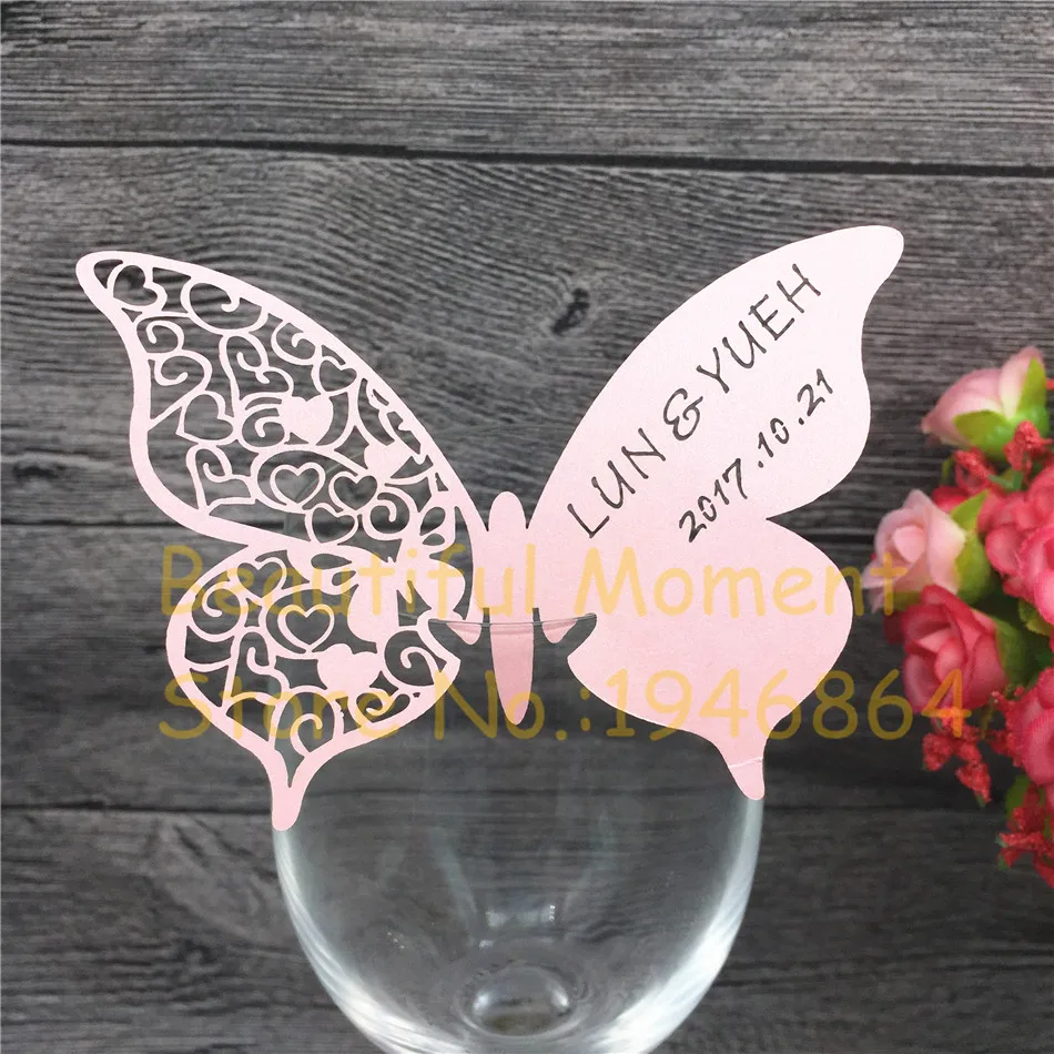 60X Wedding place cards,wedding table mark wine glass card, laser cut name place card butterfly Wedding Favor can be customized
60X Wedding place cards,wedding table mark wine glass card, laser cut name place card butterfly Wedding Favor can be customized