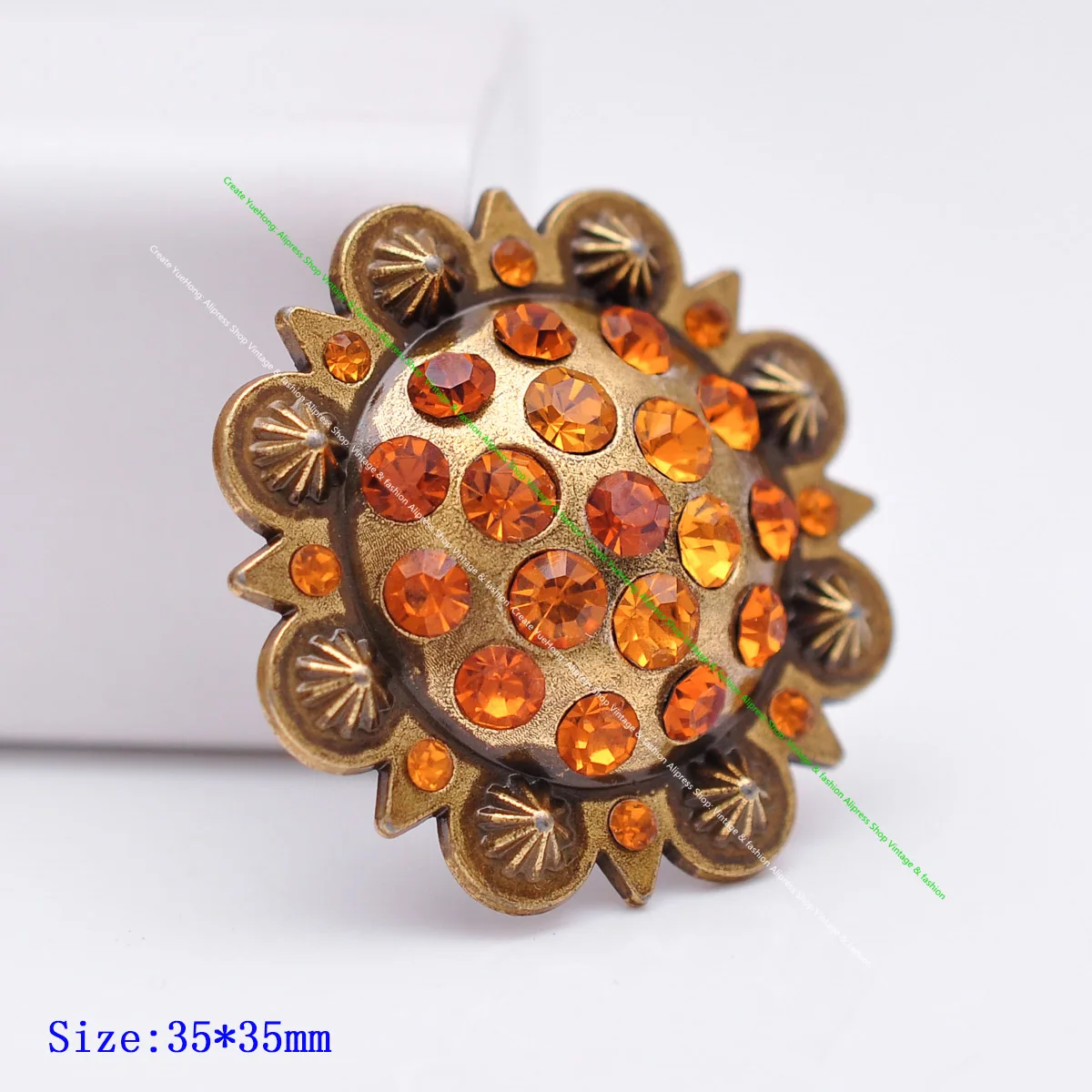 6PC 35MM Western Berry Flower Saddle Leathercraft Yellow Rhinestone Crystal Retro Brass Belt Hatband Garment Concho Screwback
6PC 35MM Western Berry Flower Saddle Leathercraft Yellow Rhinestone Crystal Retro Brass Belt Hatband Garment Concho Screwback
