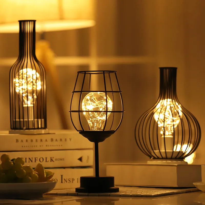 Wrought Iron Night Light Hollow Out Wine Bottle Shape Red Wine Bottle LED Lamp Creative Battery Light for Cafe Hotel Balcony
Wrought Iron Night Light Hollow Out Wine Bottle Shape Red Wine Bottle LED Lamp Creative Battery Light for Cafe Hotel Balcony