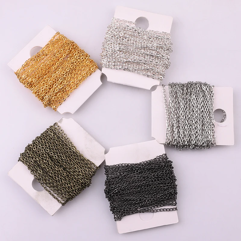 Necklace Chains 5m/pack Rhodium/KC Gold/Gunblack/Antique Bronze Color Flat Chain for DIY Jewelry Making
Necklace Chains 5m/pack Rhodium/KC Gold/Gunblack/Antique Bronze Color Flat Chain for DIY Jewelry Making