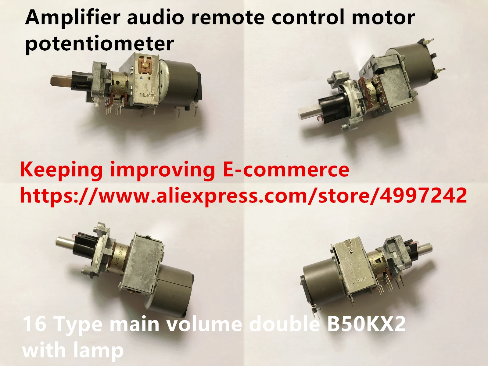 Original new 100% 16 Type amplifier audio remote control motor potentiometer main volume double B50KX2 with lamp (SWITCH)
Original new 100% 16 Type amplifier audio remote control motor potentiometer main volume double B50KX2 with lamp (SWITCH)