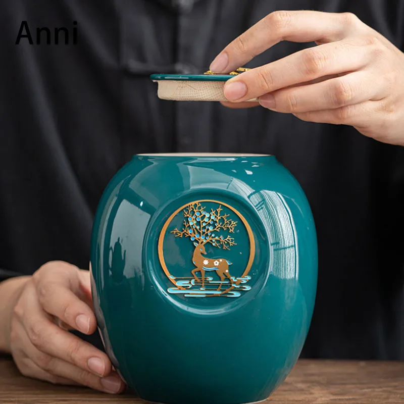 Chinese Ceramic Tea Tins Golden Stroke Lid Animal Decorative Tea-leaf Jars Teahouse Desktop Organizer Box Living Room Decoration
Chinese Ceramic Tea Tins Golden Stroke Lid Animal Decorative Tea-leaf Jars Teahouse Desktop Organizer Box Living Room Decoration
