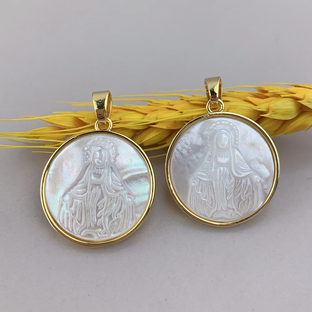 Round Medal Virgin Mary Necklace Pendant Charms Women Natural Mother of Pearl Shell Religious Jewelry
Round Medal Virgin Mary Necklace Pendant Charms Women Natural Mother of Pearl Shell Religious Jewelry