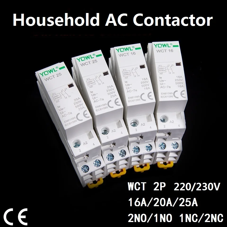 Contactor 1-25 2P 16A 20A 25A 220V/230V 50/60HZ Din Rail Contactor AC Modular Contactor 2NO 1NO1NC 2NC Home Contact Module CT
Contactor 1-25 2P 16A 20A 25A 220V/230V 50/60HZ Din Rail Contactor AC Modular Contactor 2NO 1NO1NC 2NC Home Contact Module CT