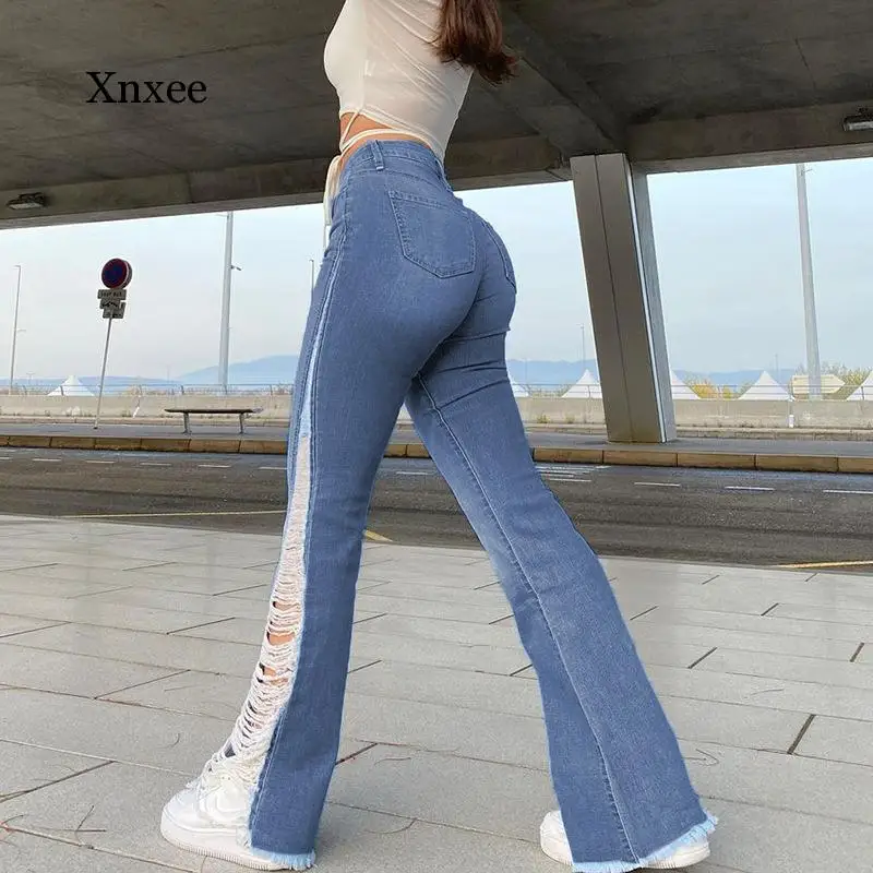 Harajuku Jeans Women High Waist Side Frayed Ripped Jeans Streetwear All-Match Loose Flared Pants Boyfriend Trousers 2021
Harajuku Jeans Women High Waist Side Frayed Ripped Jeans Streetwear All-Match Loose Flared Pants Boyfriend Trousers 2021