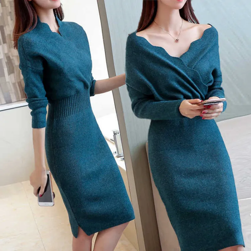Elegant Women Knitting Dress V-Neck Slim Waist Long Sweater Solid Autumn Winter Long Sleeve Casual Party Dress 2024 Fashion
Elegant Women Knitting Dress V-Neck Slim Waist Long Sweater Solid Autumn Winter Long Sleeve Casual Party Dress 2024 Fashion