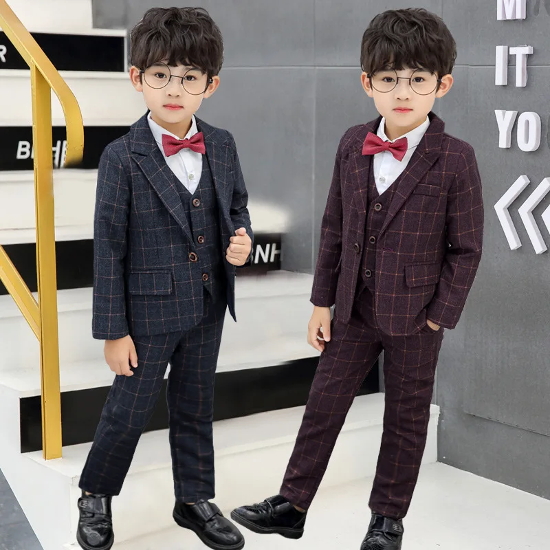 Children's Formal Plaid Suit Set Flower Boys Wedding Party Piano Performace Costume Kids Blazer Vest Pant 3pcs Clothes Set
Children's Formal Plaid Suit Set Flower Boys Wedding Party Piano Performace Costume Kids Blazer Vest Pant 3pcs Clothes Set