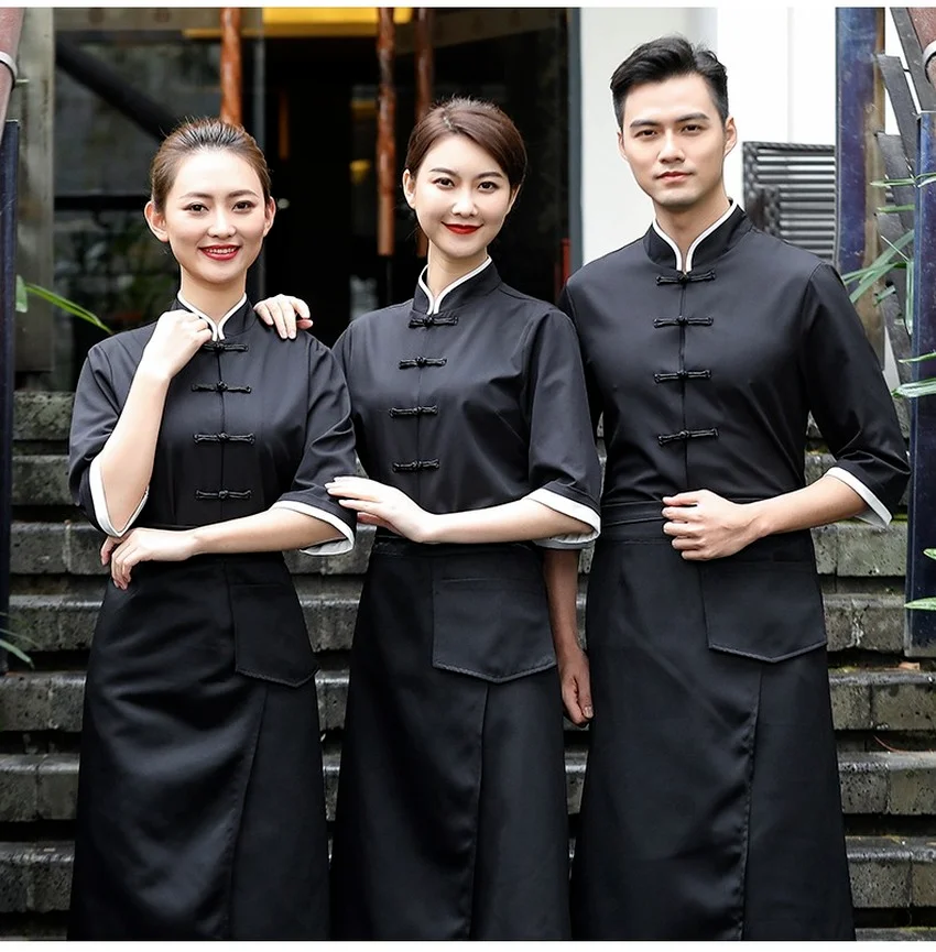 Chef Uniform Chinese Restaurant Waiter Clothes Traditional Tang Suit Cook Half Sleeve Shirt Unisex Apron Women Men Solid Color
Chef Uniform Chinese Restaurant Waiter Clothes Traditional Tang Suit Cook Half Sleeve Shirt Unisex Apron Women Men Solid Color