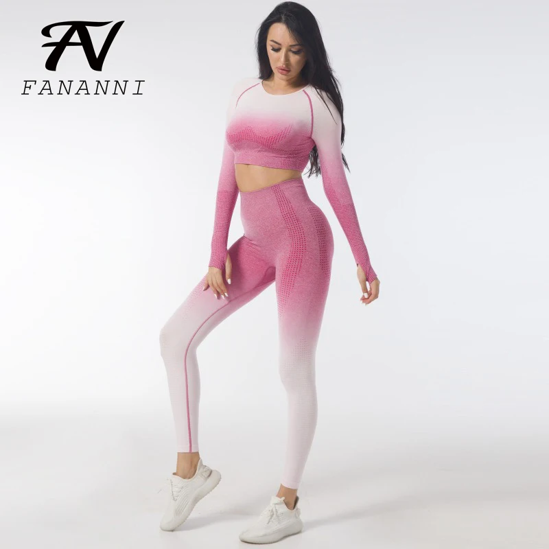 FANANNI Fitness Yoga Clothing Suit Women Gradient Color Printing Seamless Yoga Pants Long-Sleeved Sports Top Two-Piece Set
FANANNI Fitness Yoga Clothing Suit Women Gradient Color Printing Seamless Yoga Pants Long-Sleeved Sports Top Two-Piece Set