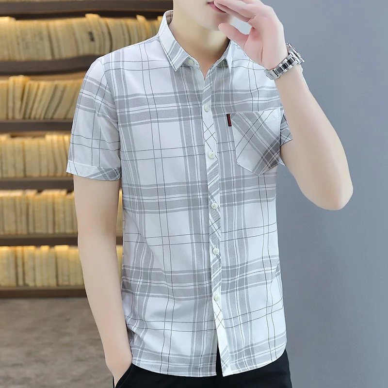 Summer New Men's Square Collar Lattice Loose Short Sleeve Shirt Fashion Leisure Youth Comfortable Brand All-match Cardigan Trend
Summer New Men's Square Collar Lattice Loose Short Sleeve Shirt Fashion Leisure Youth Comfortable Brand All-match Cardigan Trend