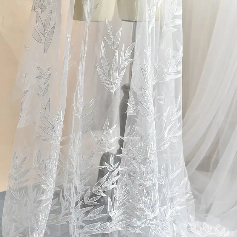 Romantic Bamboo Leaf Lace Fabric, Embroidery Tulle Fabric, Gauze Fabric By The Yard 53" Width
Romantic Bamboo Leaf Lace Fabric, Embroidery Tulle Fabric, Gauze Fabric By The Yard 53" Width